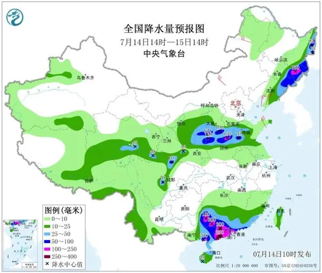 东北降雨云图